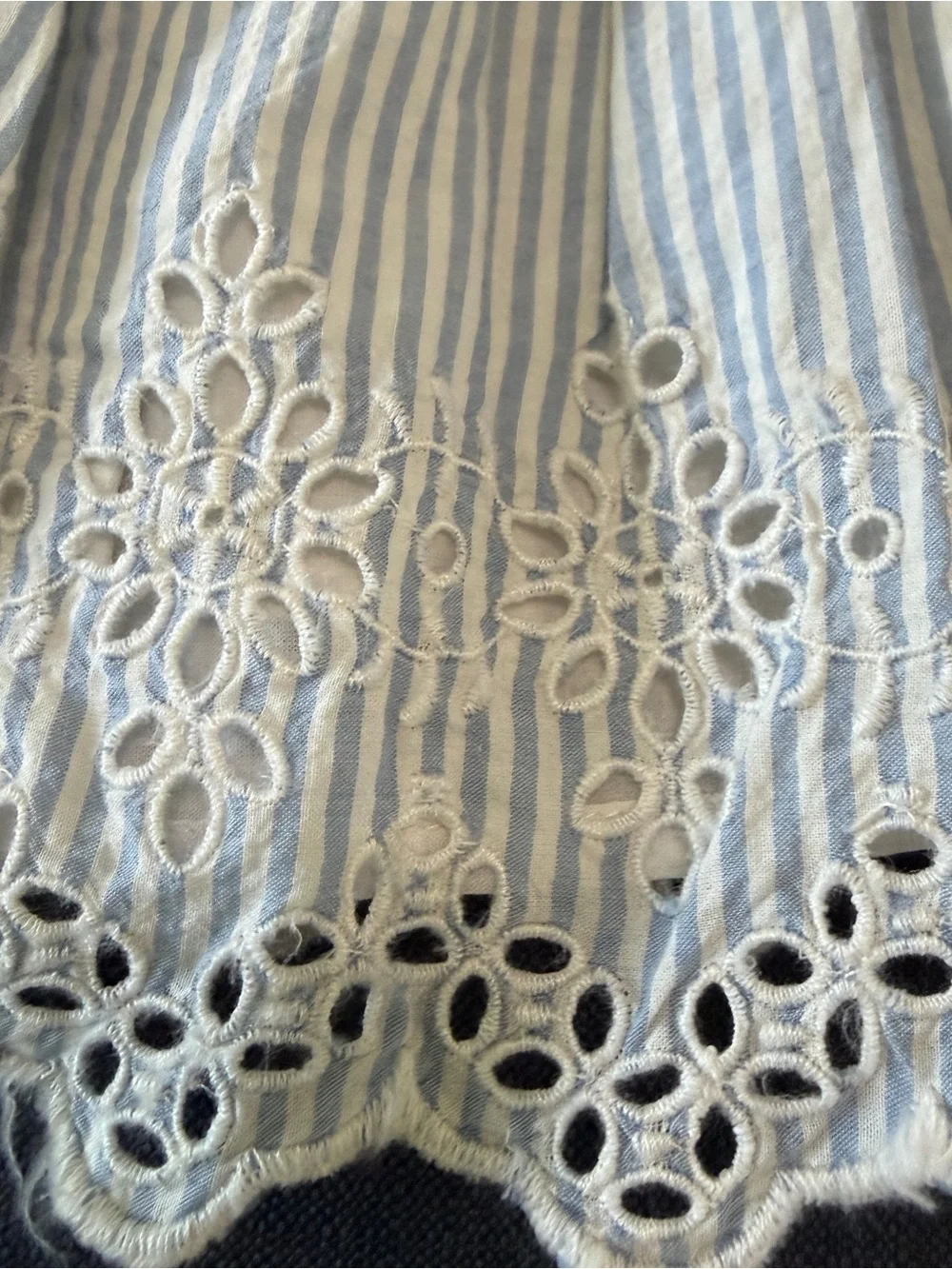 Baby Gap Blue and White Striped Eyelet Dress Sz 6-12